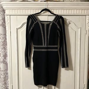 Guess body con dress black/ silver size 6